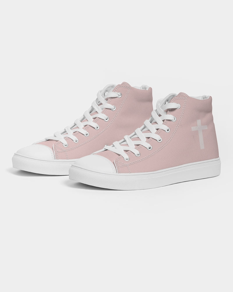 Simple Cross: Men's Pink Canvas Hightop Shoe