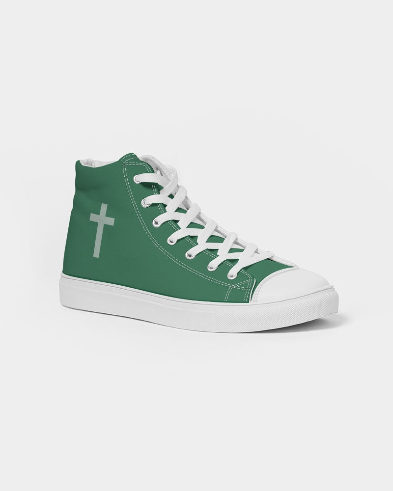 Simple Cross: Men's Green Canvas Hightop Shoe