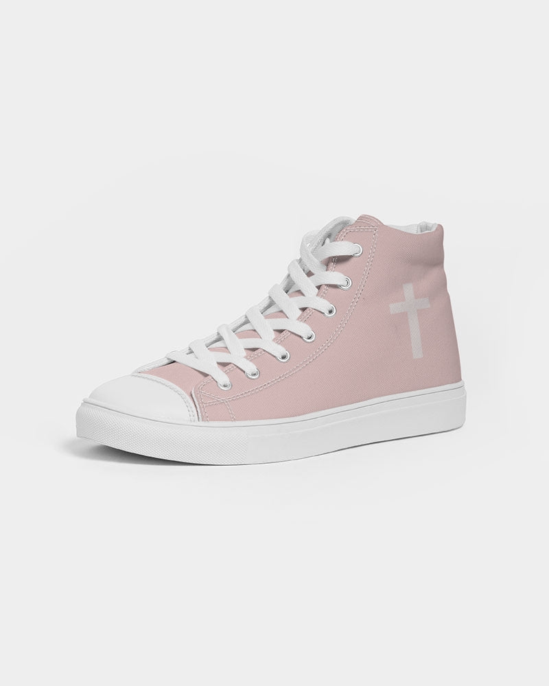 Simple Cross: Men's Pink Canvas Hightop Shoe