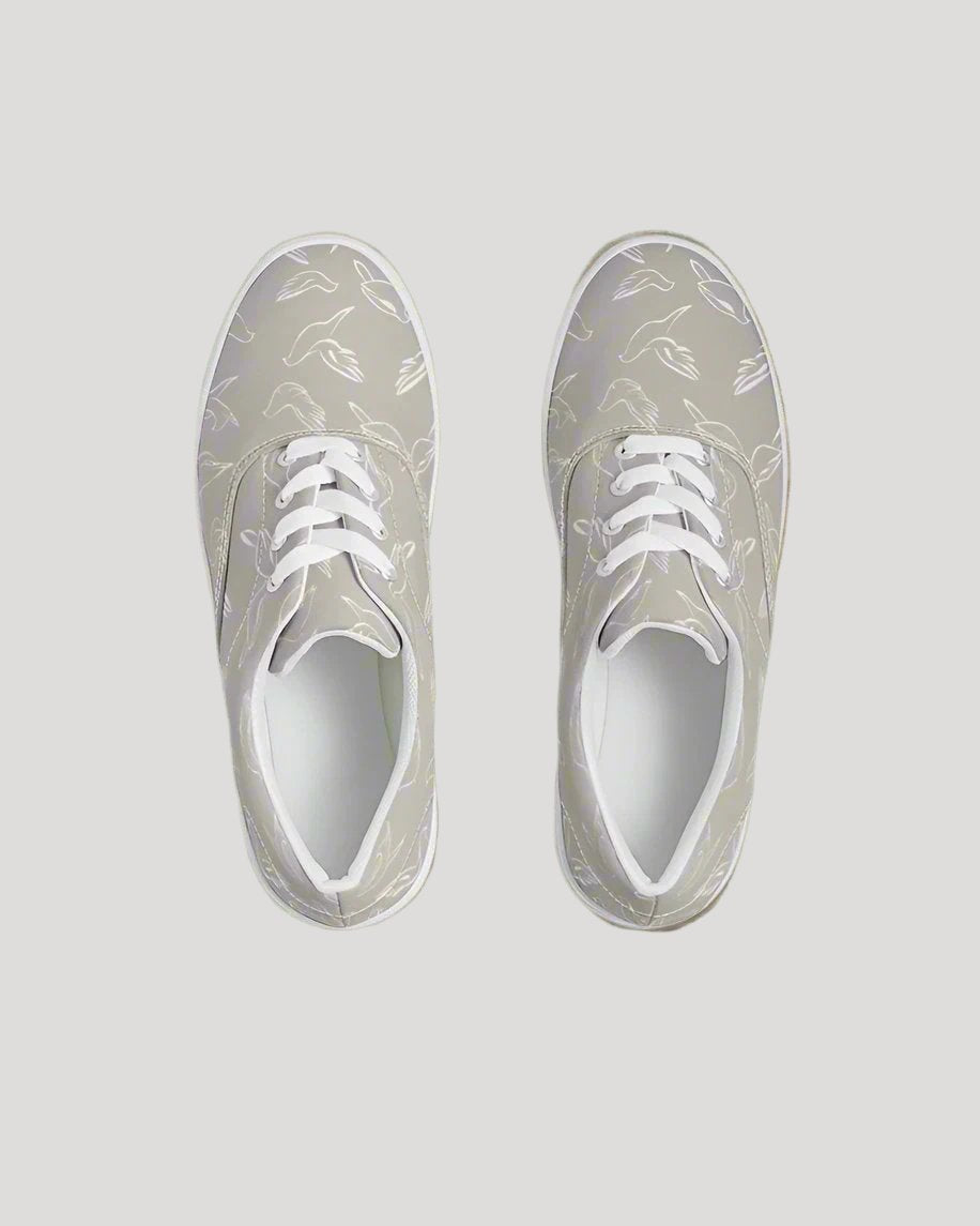 Doves: Women's Taupe Canvas Lace Up Sneaker