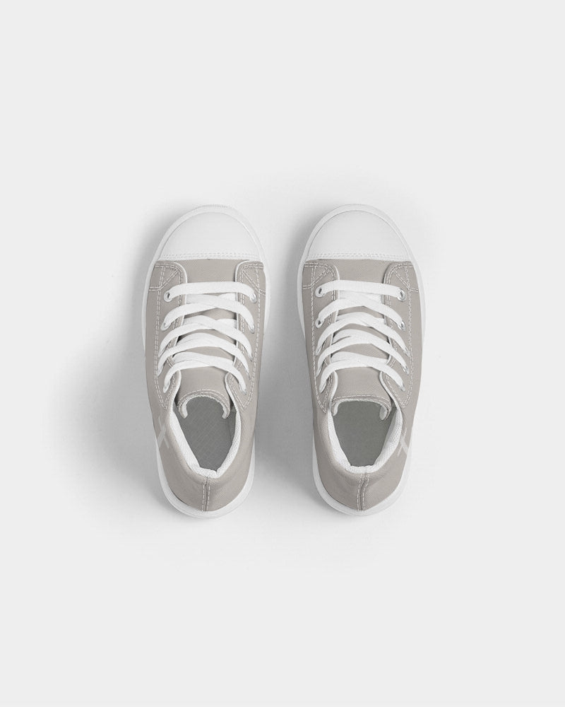 Simple Cross: Kids Taupe Canvas Hightop Shoe