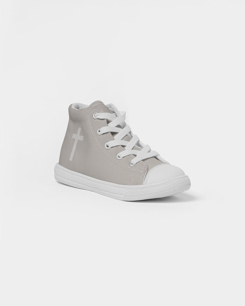 Simple Cross: Kids Taupe Canvas Hightop Shoe