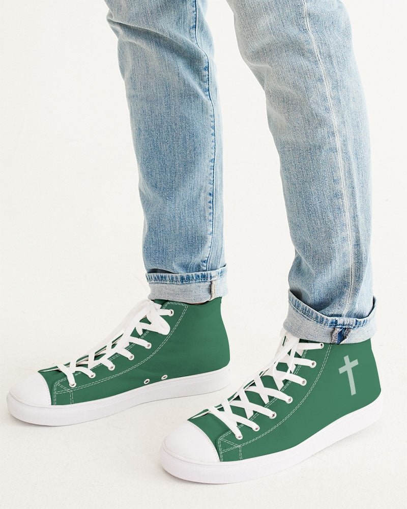 Simple Cross: Men's Green Canvas Hightop Shoe