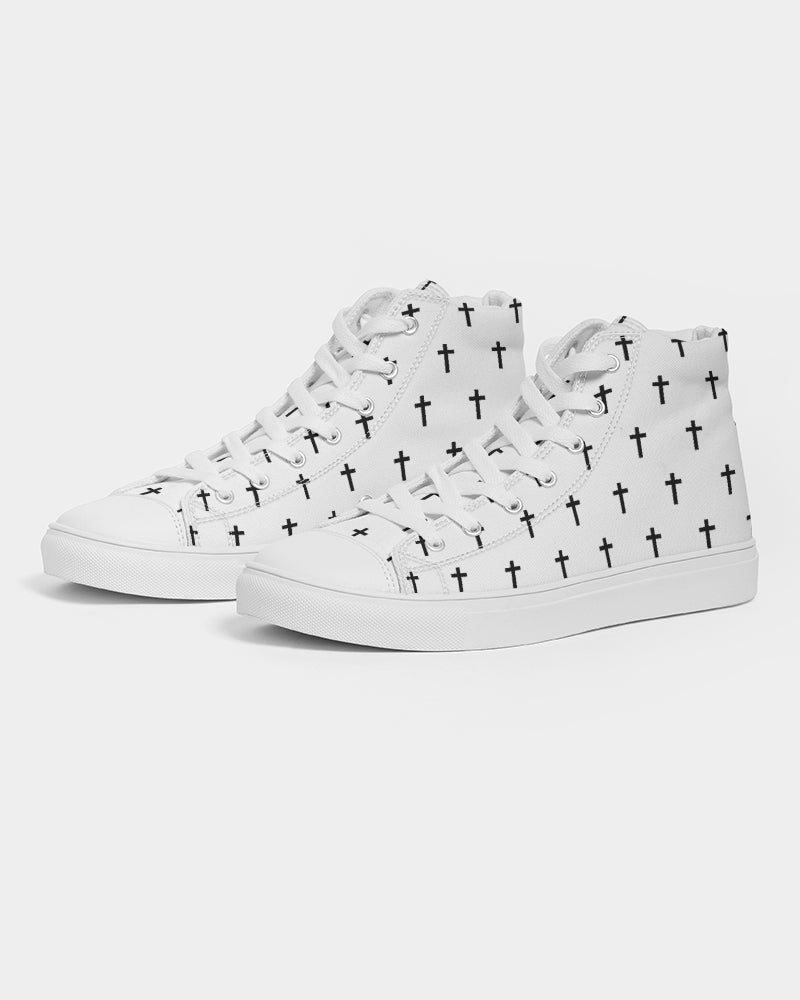 Mini Cross: Men's White Canvas Hightop Shoe