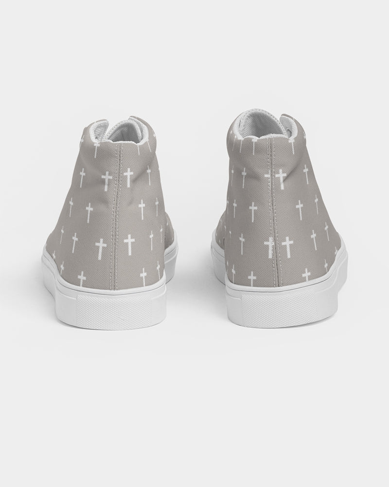 Mini Cross: Women's Taupe Canvas Hightop Shoe