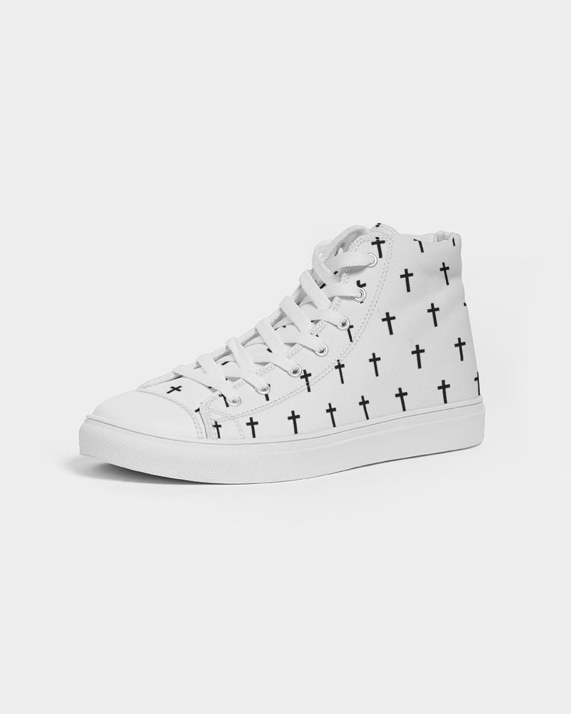 Mini Cross: Men's White Canvas Hightop Shoe