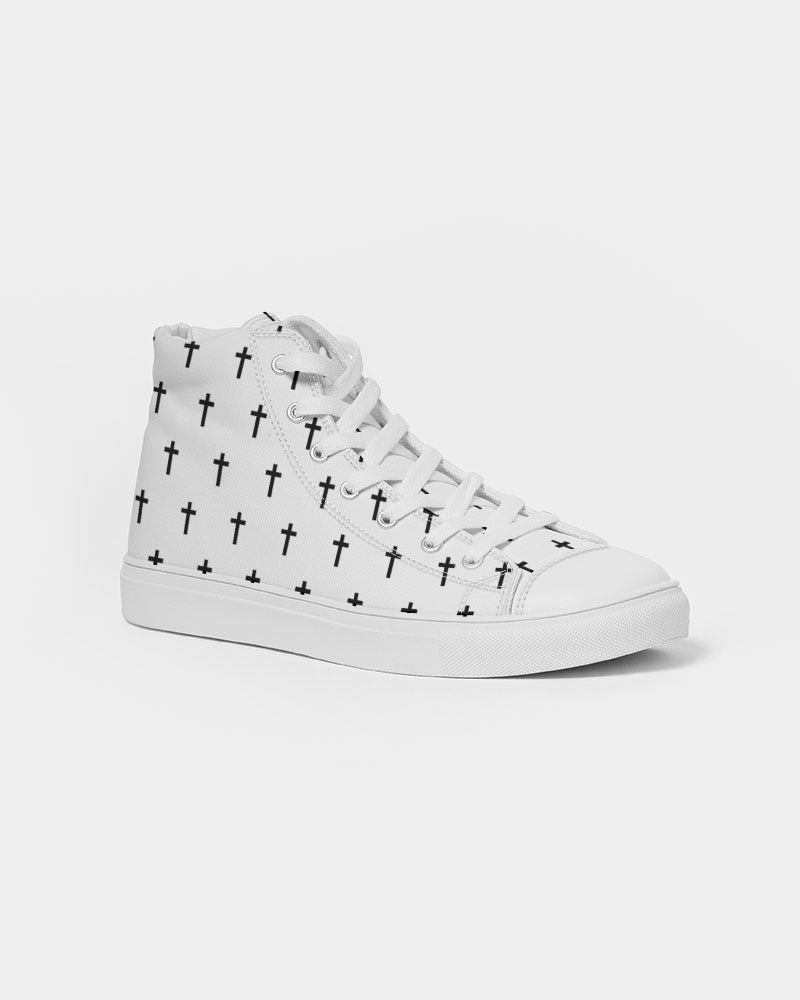 Mini Cross: Men's White Canvas Hightop Shoe
