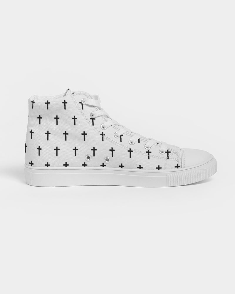 Mini Cross: Men's White Canvas Hightop Shoe