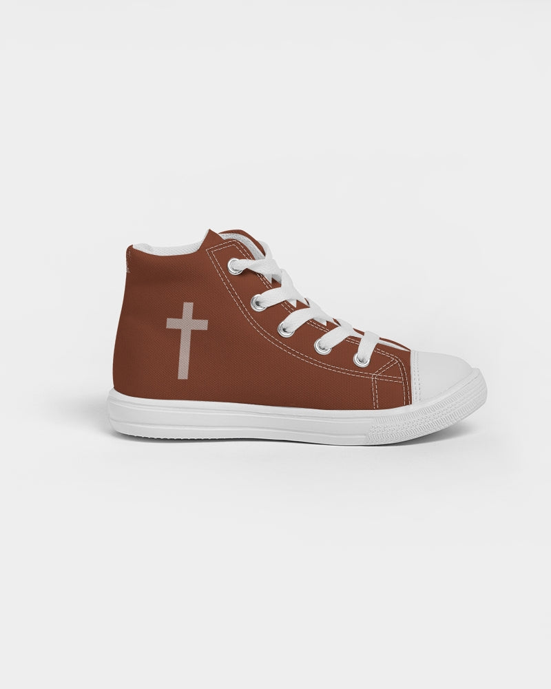 Simple Cross: Kids Maroon Canvas Hightop Shoe