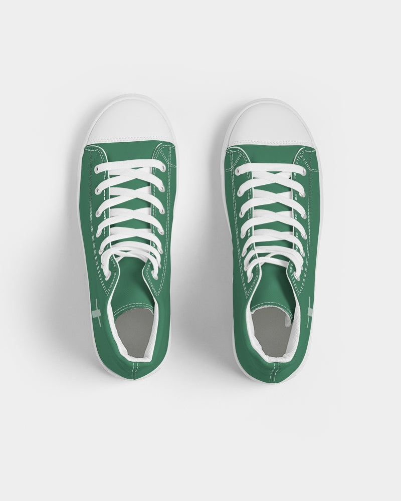Simple Cross: Men's Green Canvas Hightop Shoe