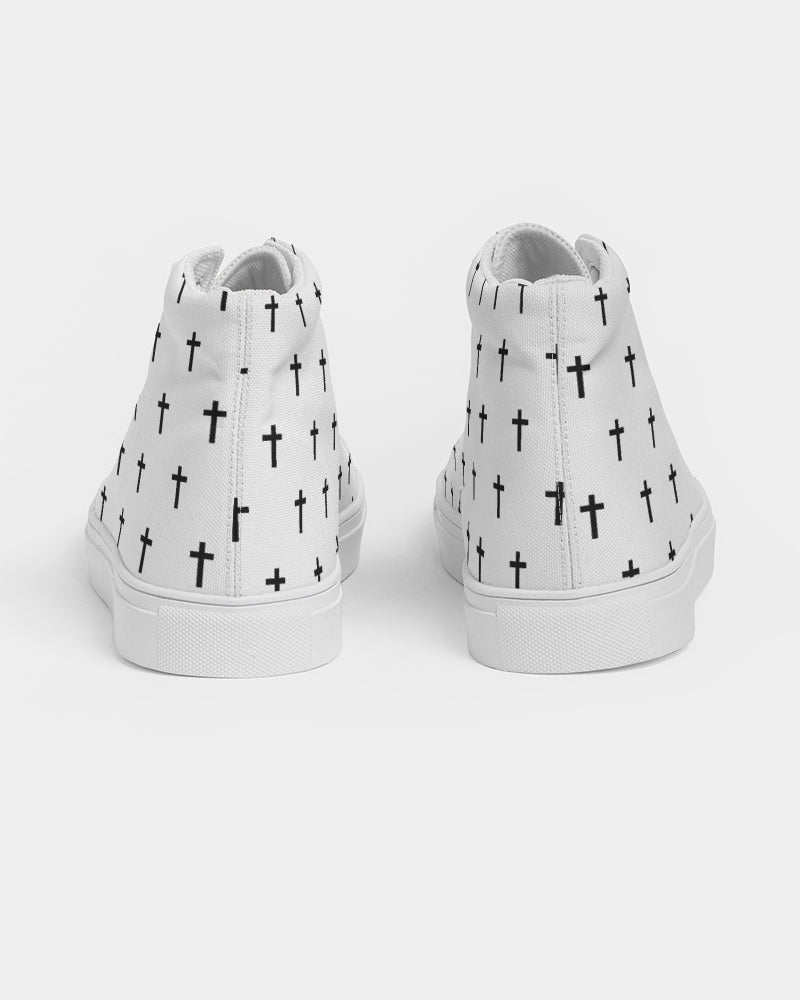 Mini Cross: Men's White Canvas Hightop Shoe