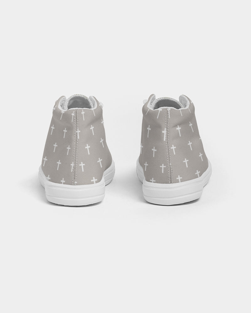 Mini Cross: Kids Taupe Canvas Hightop Shoe