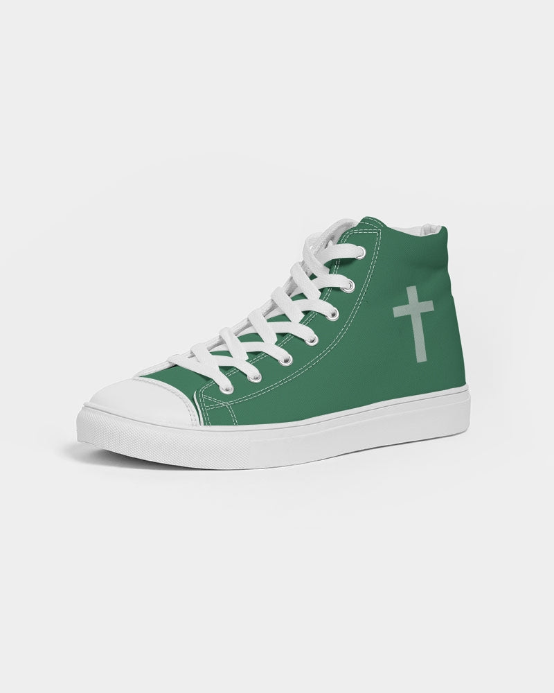 Simple Cross: Men's Green Canvas Hightop Shoe
