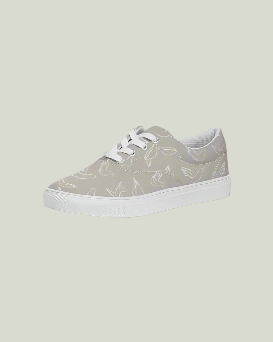 Doves: Women's Taupe Canvas Lace Up Sneaker
