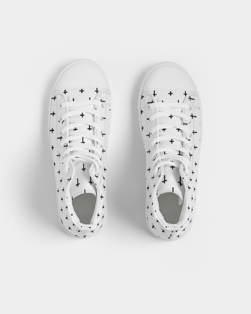 Mini Cross: Men's White Canvas Hightop Shoe
