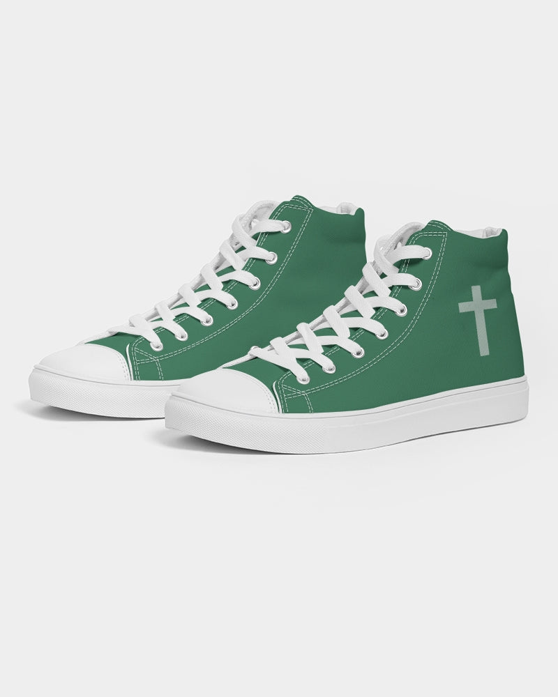 Simple Cross: Men's Green Canvas Hightop Shoe