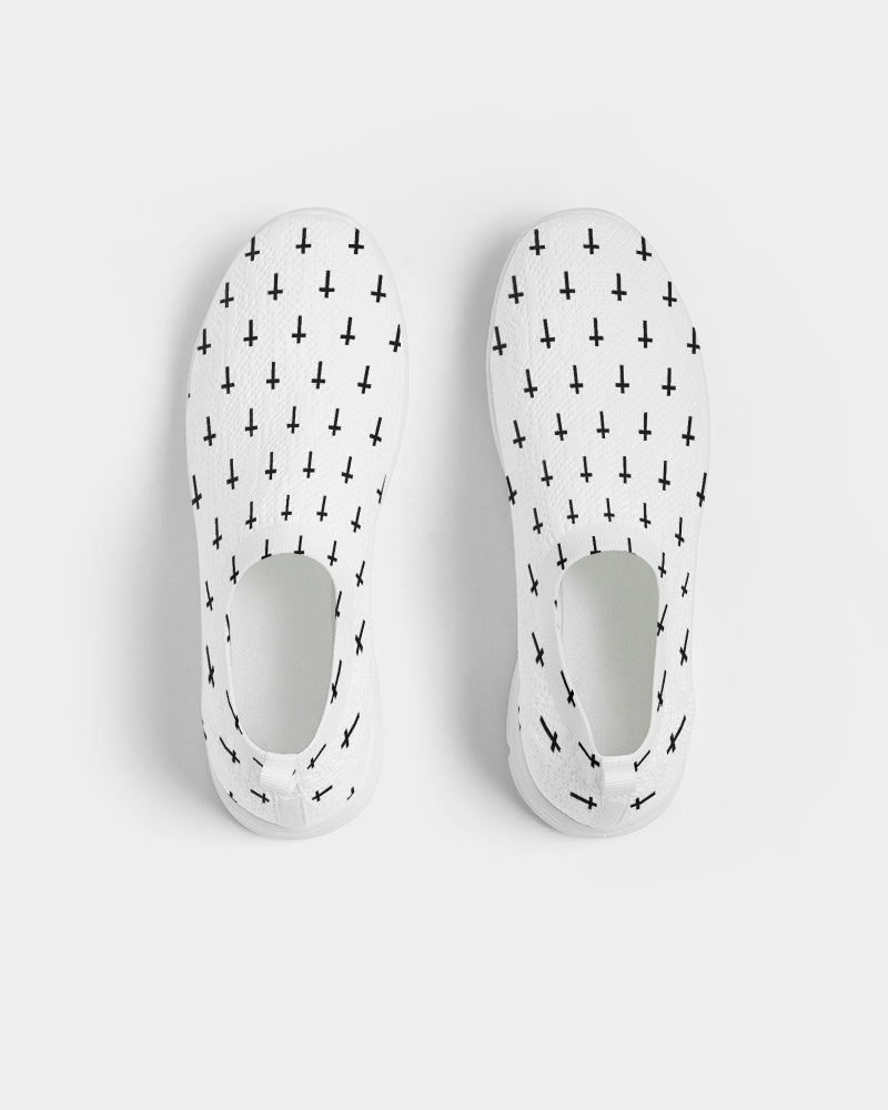 Mini Cross: Men's White Flyknit Slip On Shoe