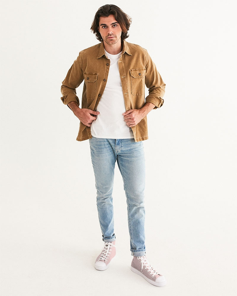 Simple Cross: Men's Pink Canvas Hightop Shoe