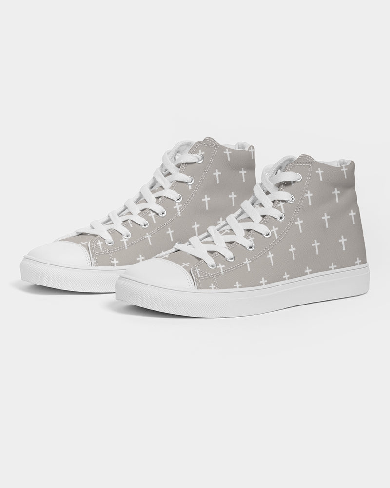 Mini Cross: Women's Taupe Canvas Hightop Shoe