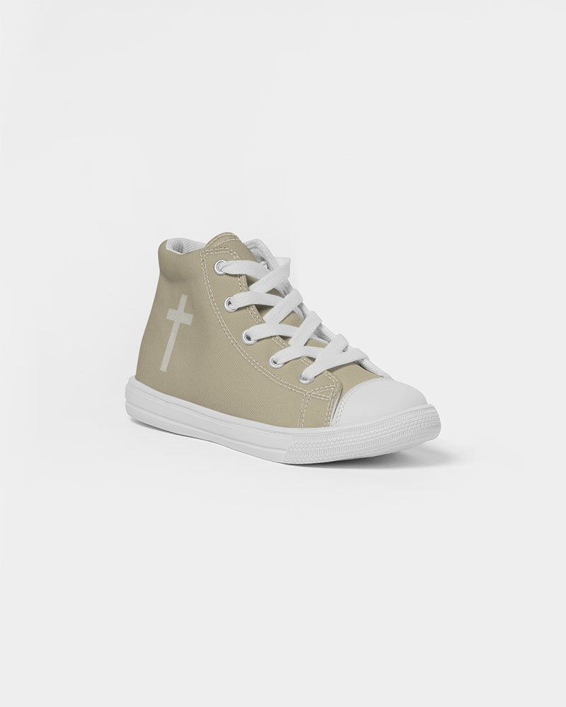 Simple Cross: Kids Tan Canvas Hightop Shoe