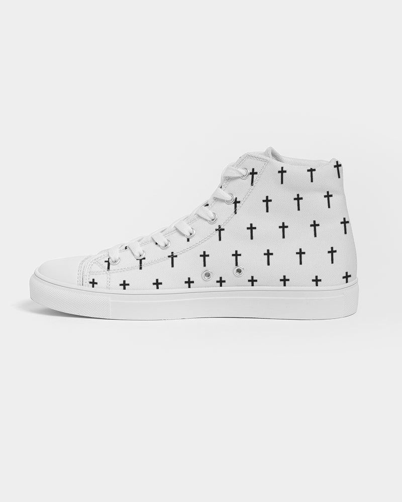 Mini Cross: Women's White Canvas Hightop Shoe