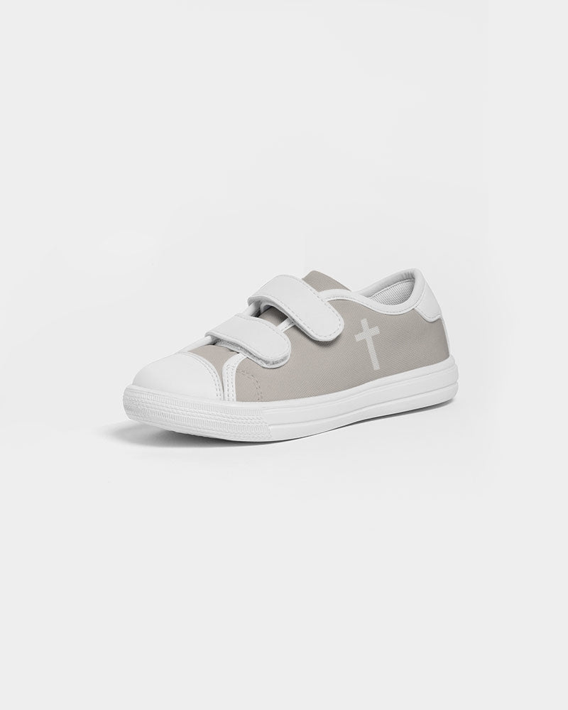 Simple Cross: Kids Taupe Velcro Sneaker