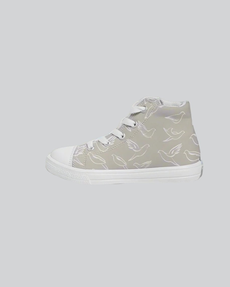 Doves: Kids Taupe Canvas Hightop Shoe