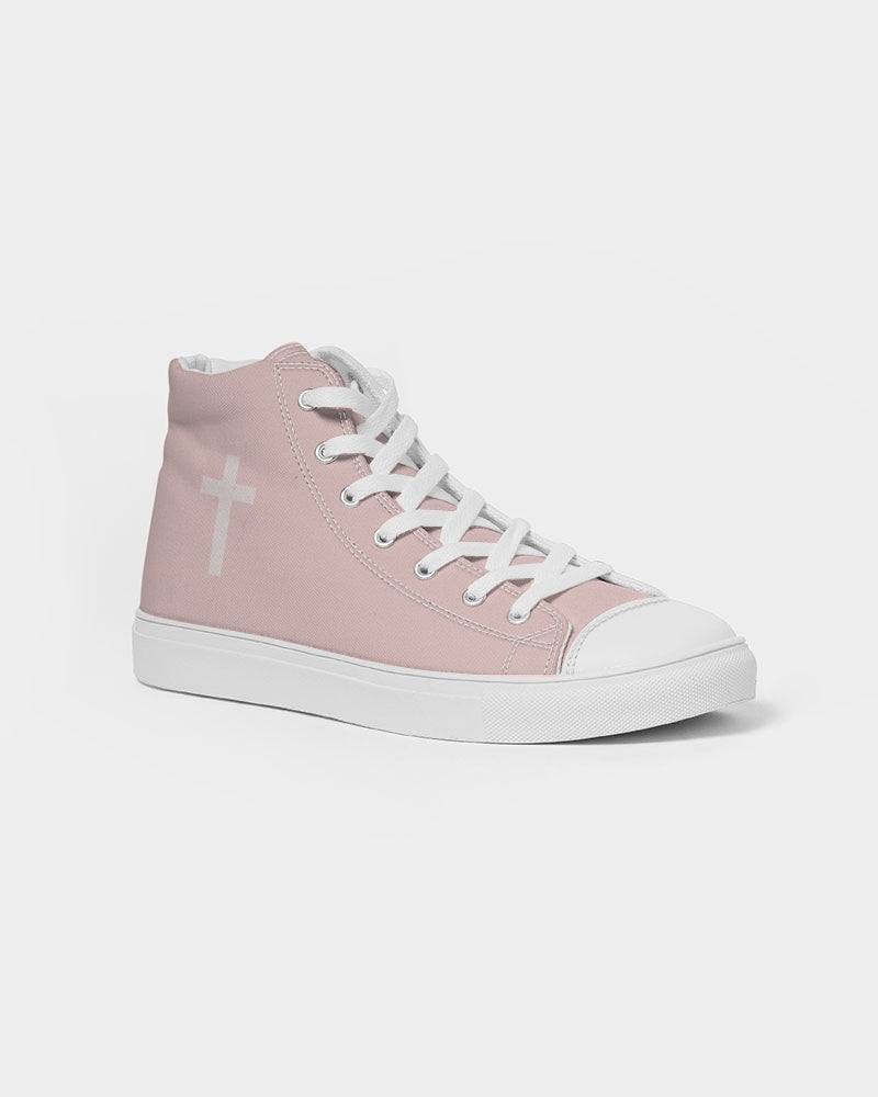 Simple Cross: Women's Pink Canvas Hightop Shoe