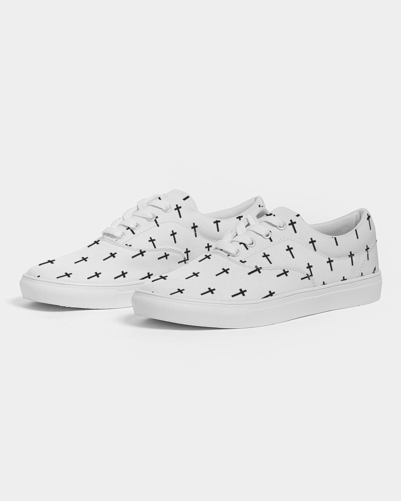 Mini Cross: Women's White Canvas Lace Up Sneaker