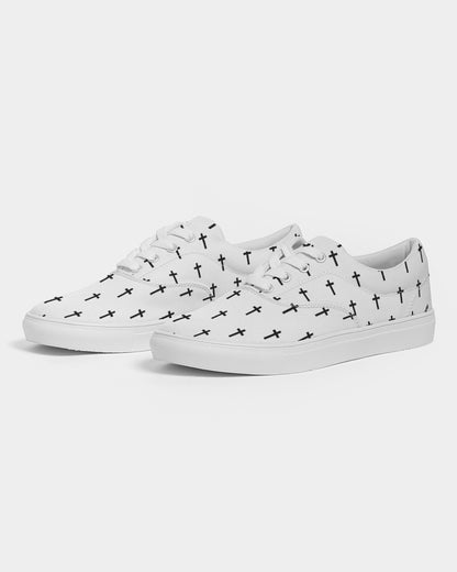 Mini Cross: Women's White Canvas Lace Up Sneaker