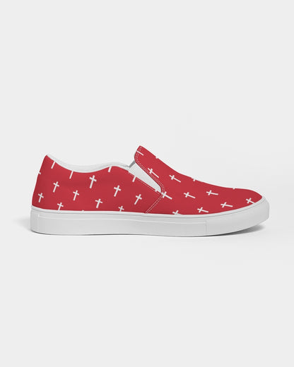 Mini Cross: Men's Red Canvas Slip On Shoe