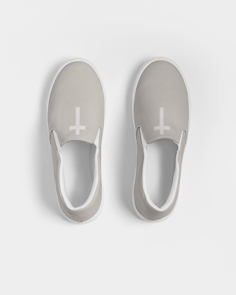 Simple Cross: Women's Taupe Canvas Slip On Shoe