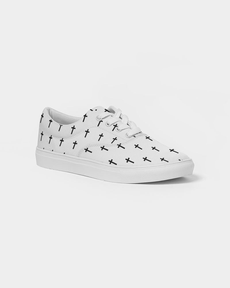 Mini Cross: Women's White Canvas Lace Up Sneaker