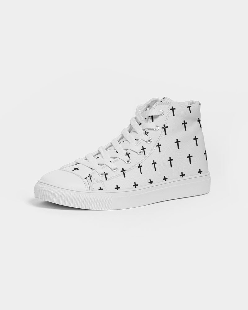 Mini Cross: Women's White Canvas Hightop Shoe