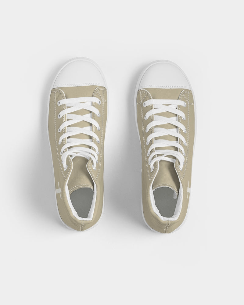 Simple Cross: Women's Tan Canvas Hightop Shoe