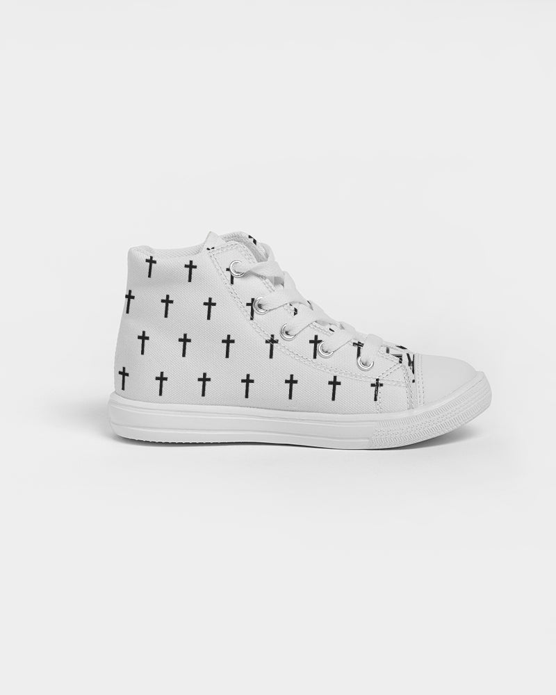 Mini Cross: Kids White Canvas Hightop Shoe