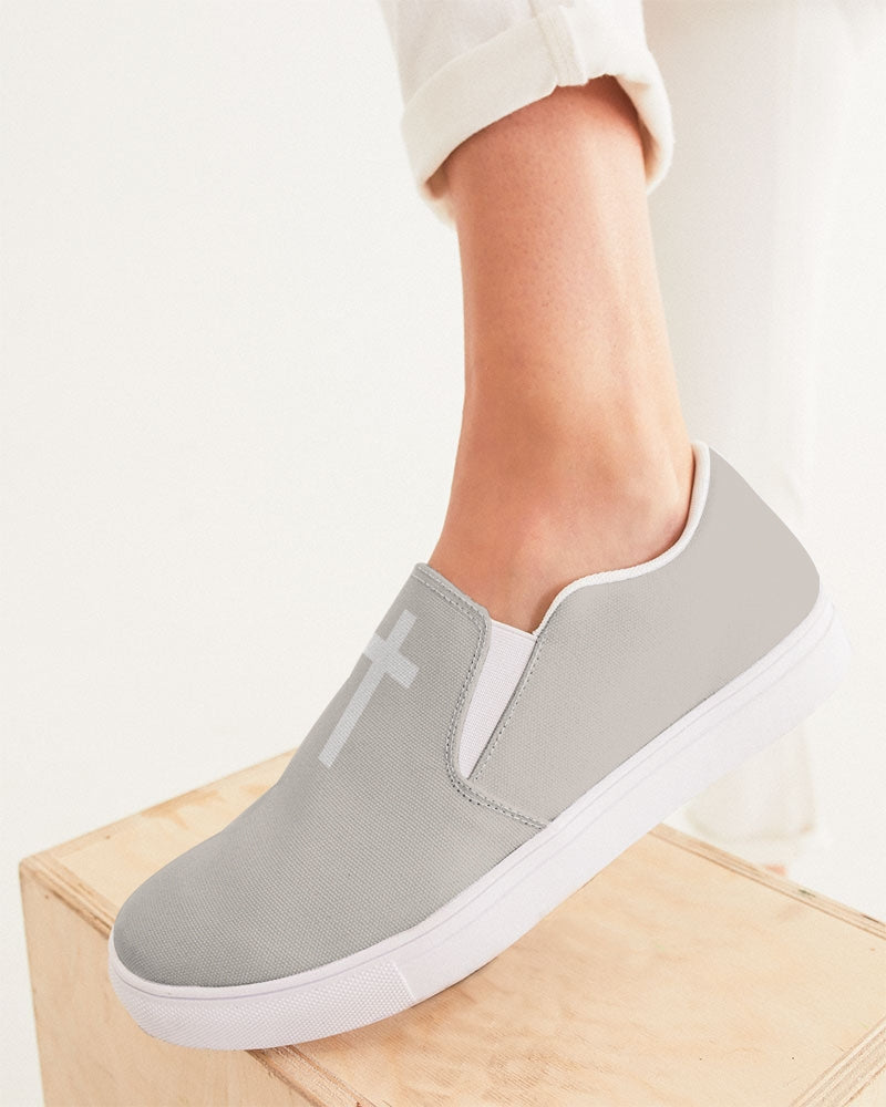 Simple Cross: Women's Taupe Canvas Slip On Shoe