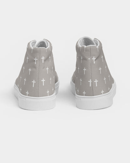 Mini Cross: Women's Taupe Canvas Hightop Shoe