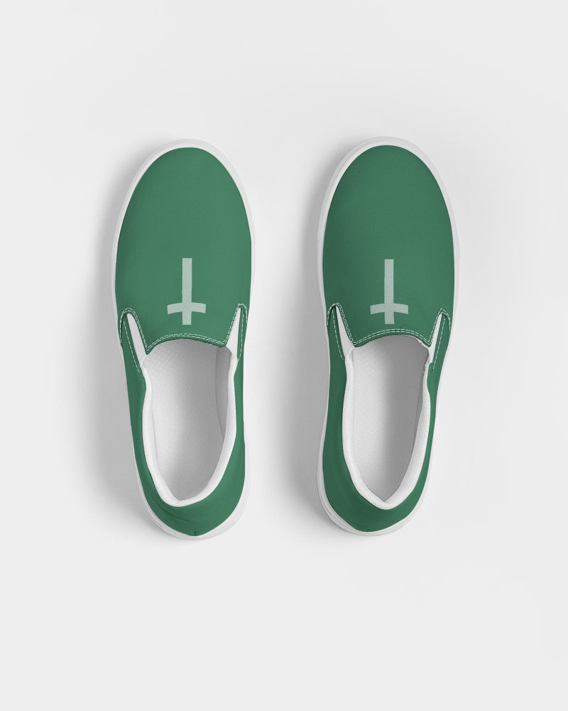 Simple Cross: Women's Green Canvas Slip On Shoe