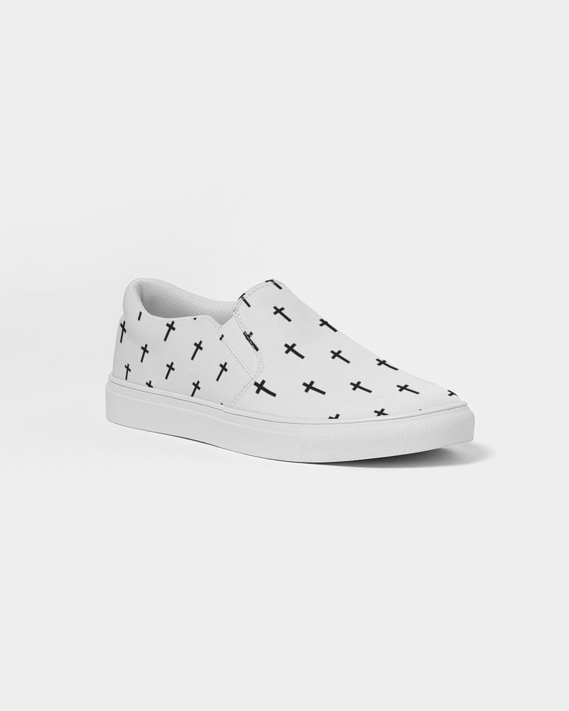 Mini Cross: Women's White Canvas Slip On Shoe