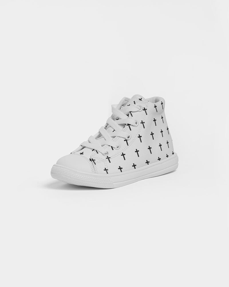 Mini Cross: Kids White Canvas Hightop Shoe