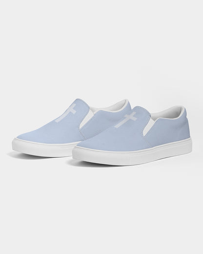 Simple Cross: Women's Light Blue Canvas Slip On Shoe