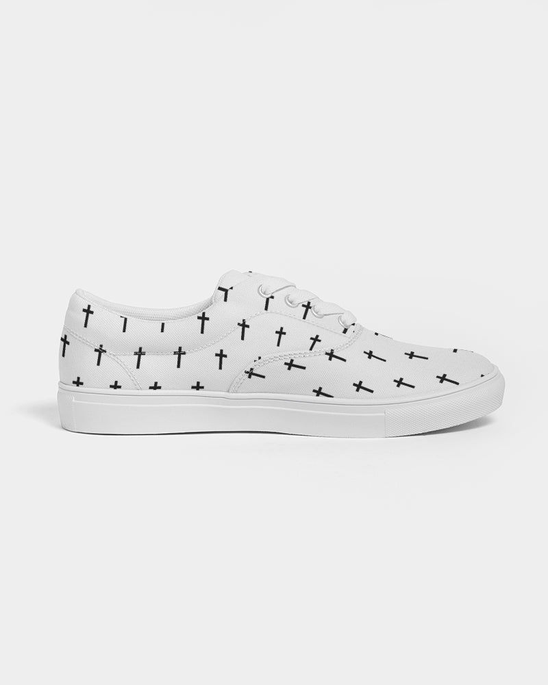 Mini Cross: Women's White Canvas Lace Up Sneaker