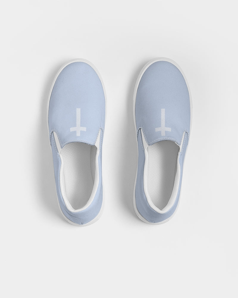 Simple Cross: Women's Light Blue Canvas Slip On Shoe