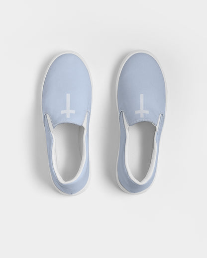 Simple Cross: Women's Light Blue Canvas Slip On Shoe