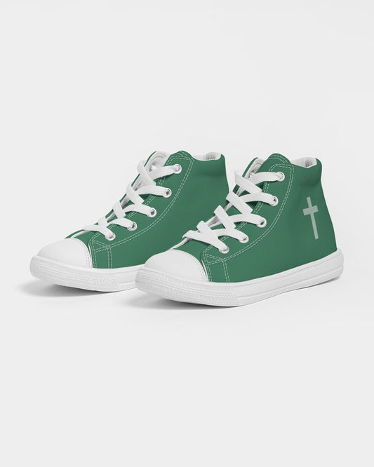 Simple Cross: Kids Green Canvas Hightop Shoe