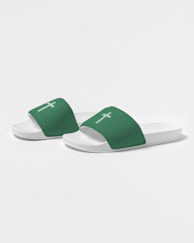 Simple Cross: Women's Green Slide Sandal