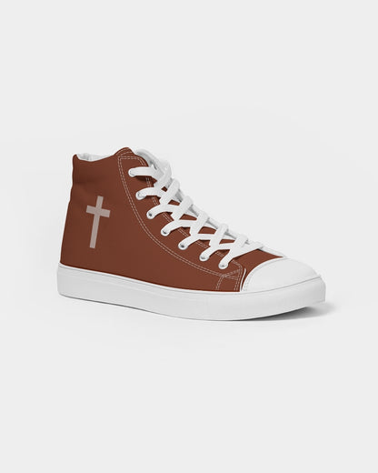 Simple Cross: Women's Maroon Canvas Hightop Shoe