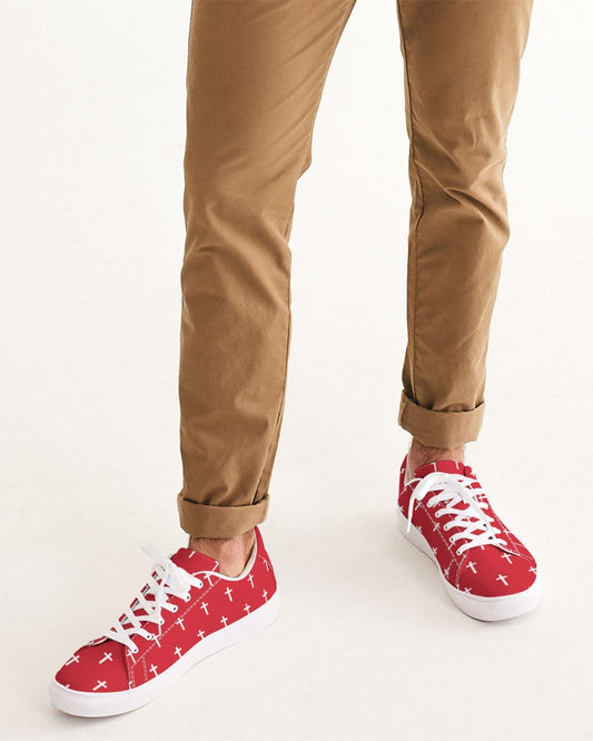 Mini Cross: Men's Red Vegan Leather Sneaker