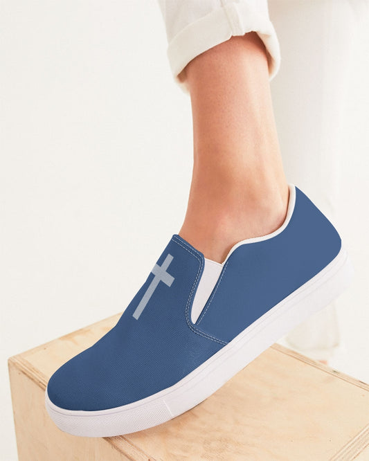 Simple Cross: Women's Navy Canvas Slip On Shoe